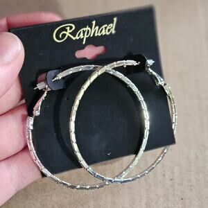 Raphael Large Textured Silver-Tone Hoop Earrings ~ Great for Party & Streetwear